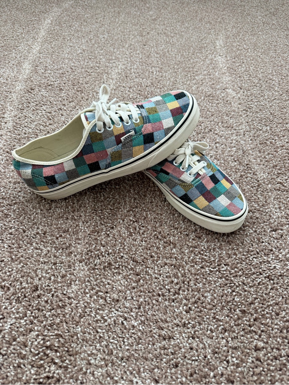 Vans Checkerboard Low Top Sneakers in Teal, Pink, Yellow, Black - Picture 2 of 5